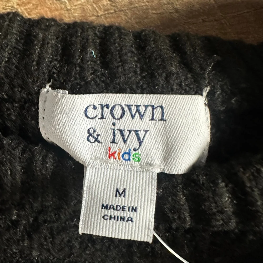 Girls Crown & Ivy Black Ribbed Cutout Sweater Dress M